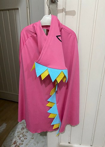 Pembe Kız Çocuk Dinazor Pelerini - Görsel 2