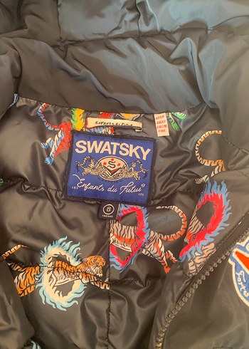 Swatch Siyah Kapüşonlu Fermuarlı çocuk mont