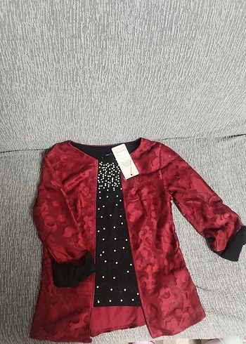 Bordo Kadın Düğmeli abiye - Görsel 2