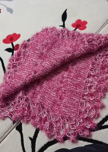 kız Çocuk Pembe Örgü Poncho - Görsel 3