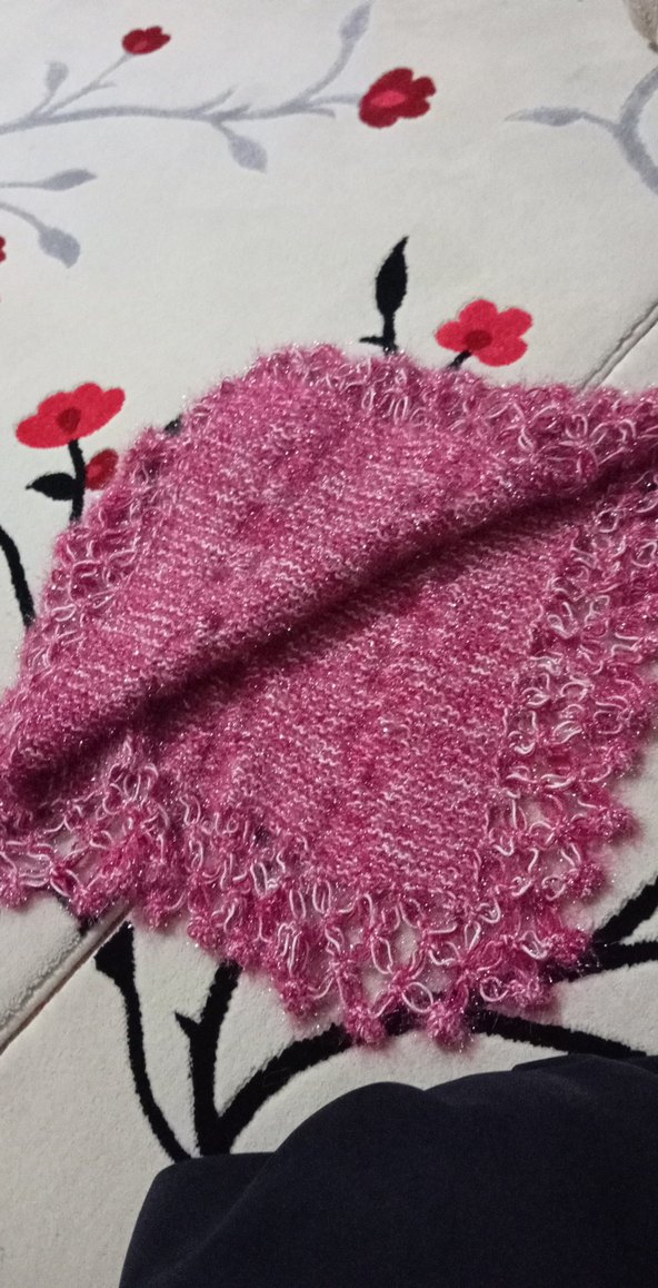 kız Çocuk Pembe Örgü Poncho - Görsel 3