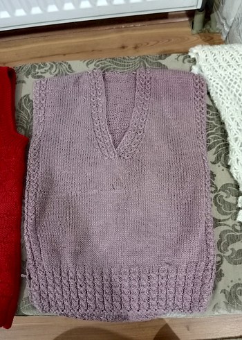 Pembe V Yaka Kısa Örgü Süveter - Görsel 4