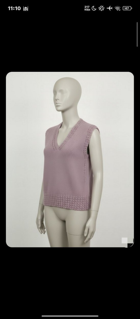 Pembe V Yaka Kısa Örgü Süveter - Görsel 2