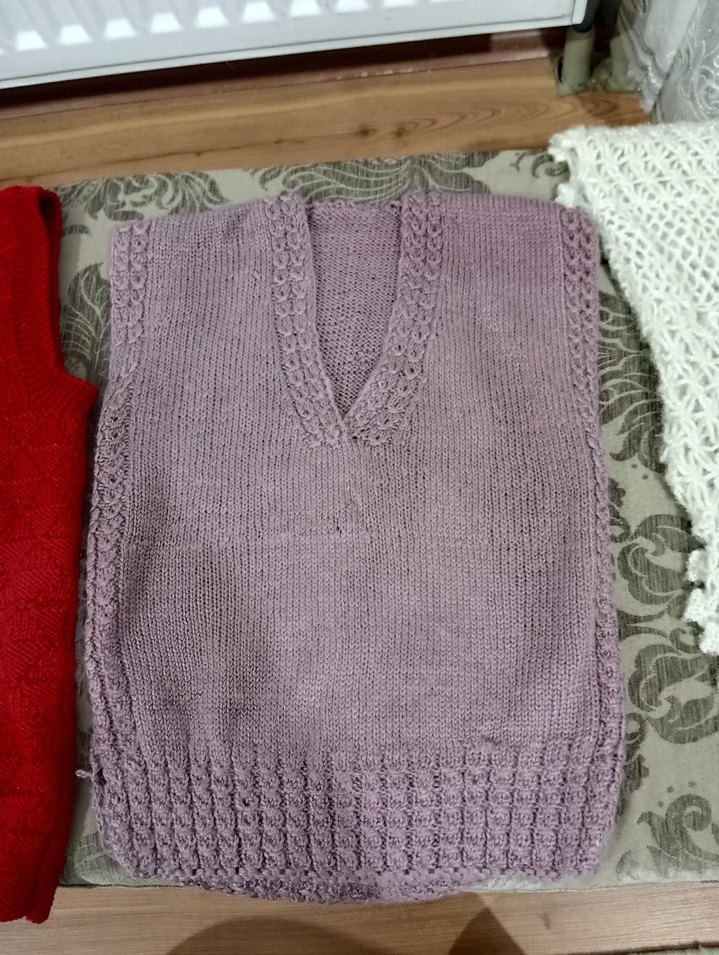 Pembe V Yaka Kısa Örgü Süveter - Görsel 4