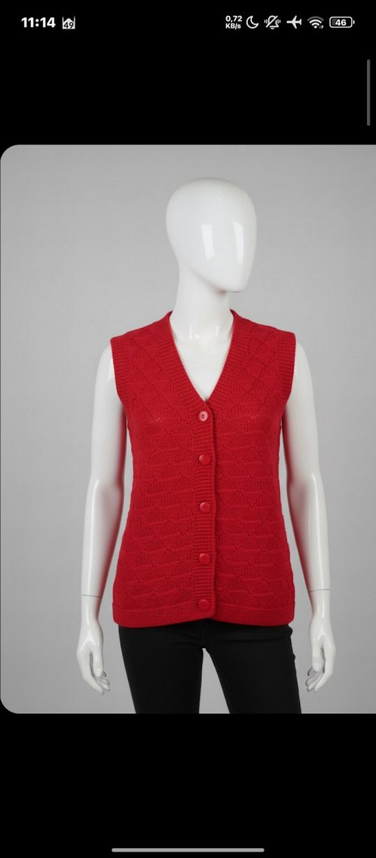 Kırmızı V Yaka Örgü çocuk Yelek - Görsel 2