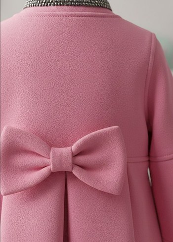 Düğmeli Pembe Klasik Kız Kabanı - Görsel 3