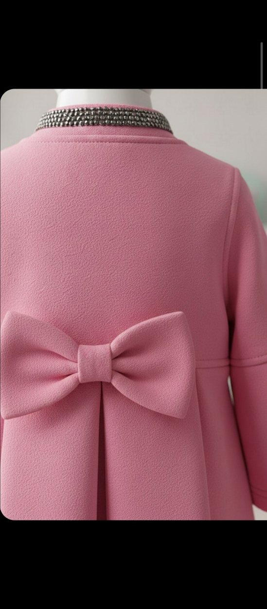 Düğmeli Pembe Klasik Kız Kabanı - Görsel 3