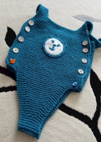 Mavi Örgü Bebek Tulum - Görsel 3