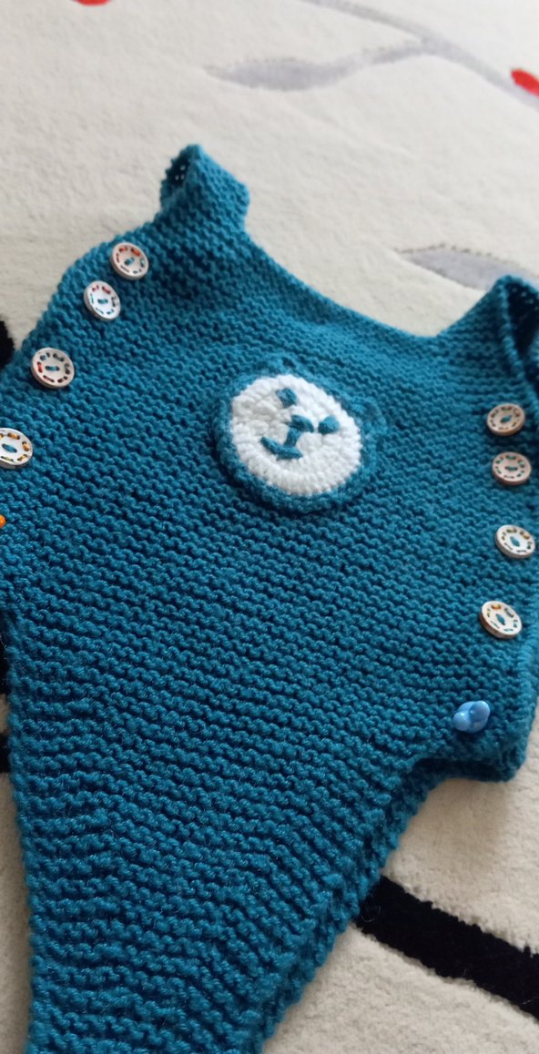 Mavi Örgü Bebek Tulum - Görsel 2