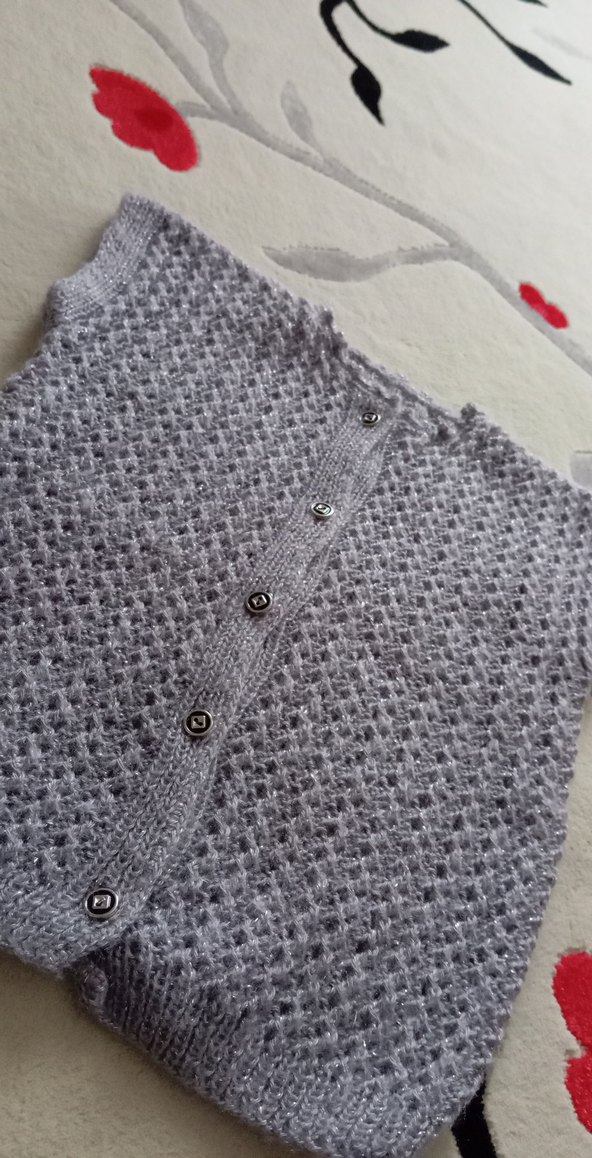 Gri Örgü Kolsuz Hamile Hırka - Görsel 3