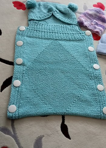 Turkuaz Örgü Bebek Battaniyesi - Görsel 2