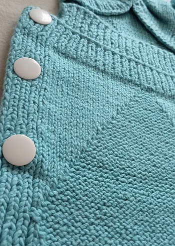 Turkuaz Örgü Bebek Battaniyesi - Görsel 3