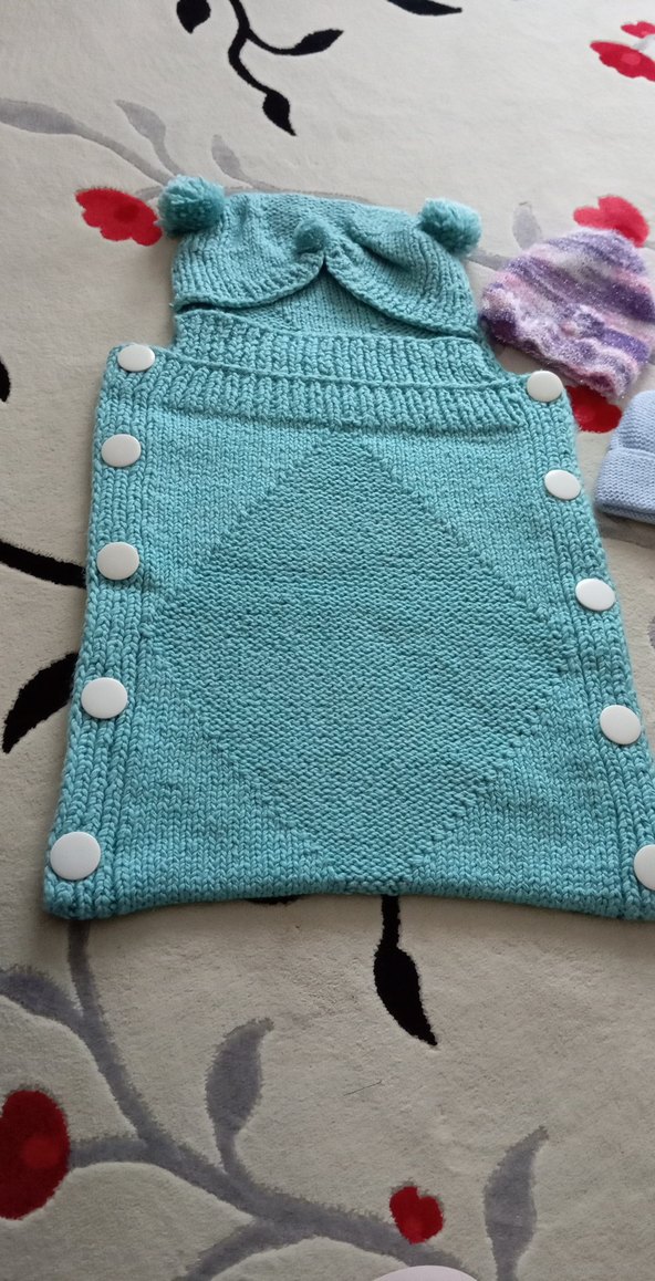 Turkuaz Örgü Bebek Battaniyesi - Görsel 2