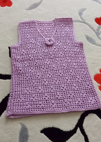 Bohem Stil Mor Örgü Kolsuz Mini Yelek - Görsel 2