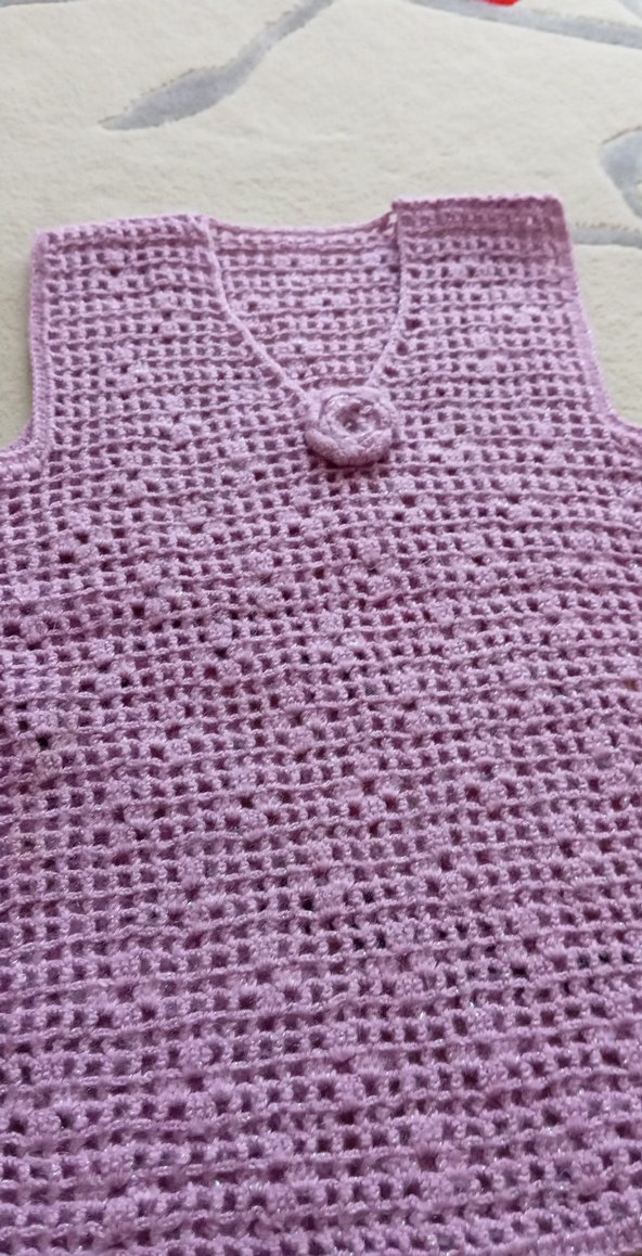 Bohem Stil Mor Örgü Kolsuz Mini Yelek - Görsel 3