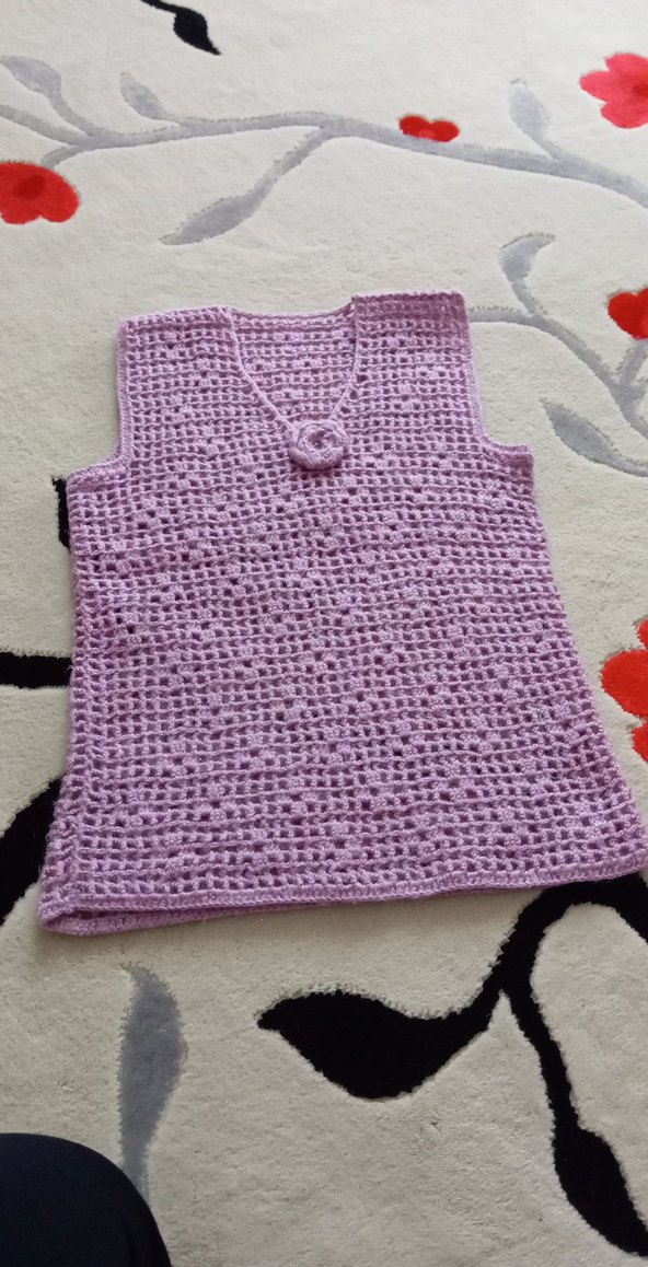 Bohem Stil Mor Örgü Kolsuz Mini Yelek - Görsel 2