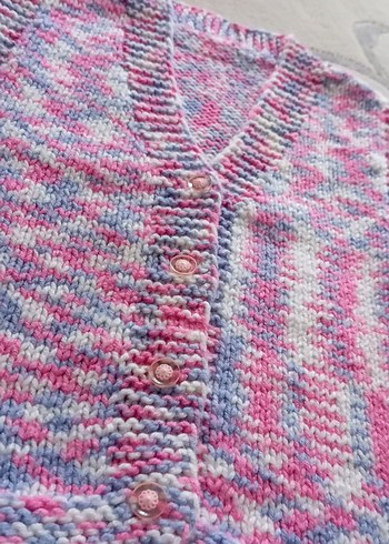 Kız Çocuk Çok Renkli V Yaka Örgü Yelek - Görsel 2