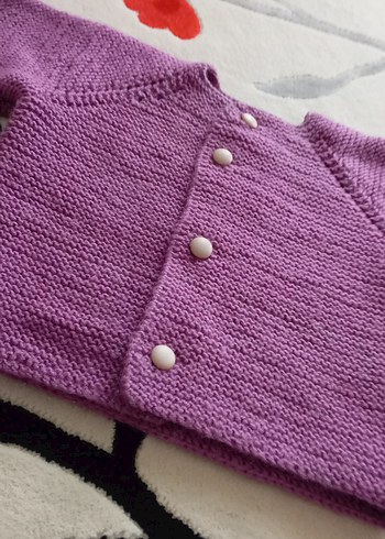 Kızlar İçin Mor Örgü Hırka - Görsel 2