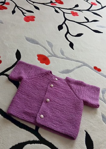 Kızlar İçin Mor Örgü Hırka - Görsel 3