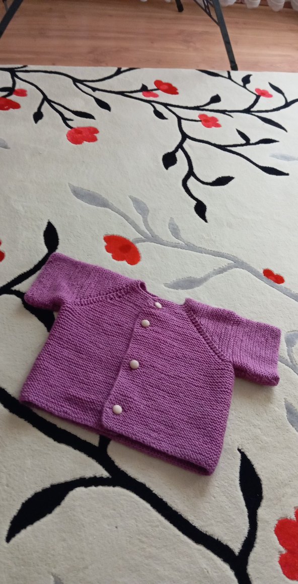 Kızlar İçin Mor Örgü Hırka - Görsel 3