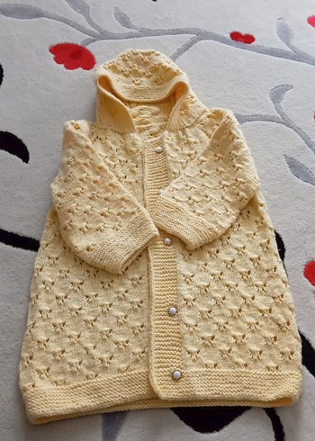 Sarı Bohem Örgü Kız Hırka - Görsel 2