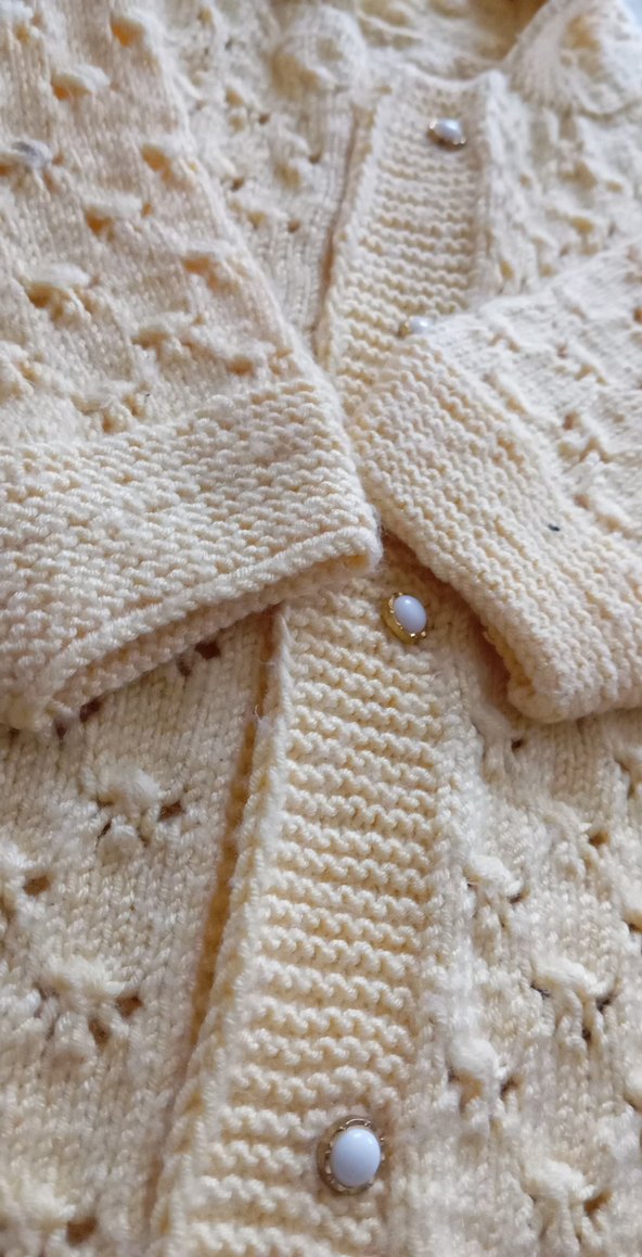 Sarı Bohem Örgü Kız Hırka - Görsel 3