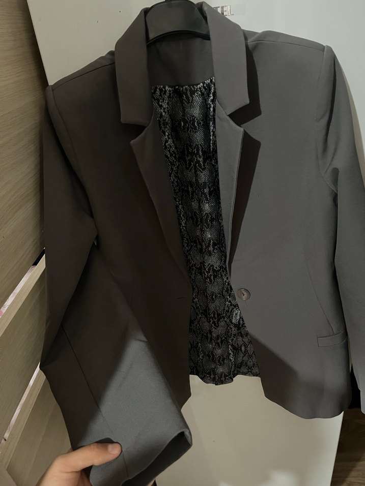 Düğmeli Siyah Kadın Ofis Blazeri - Görsel 2