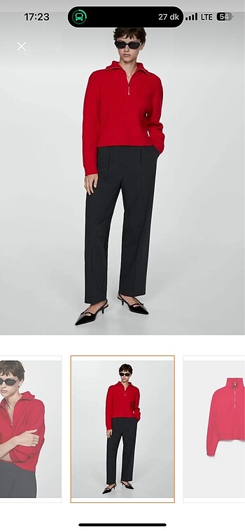 mango kırmızı kazak - Görsel 5