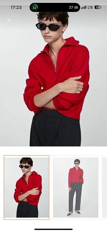 mango kırmızı kazak - Görsel 6