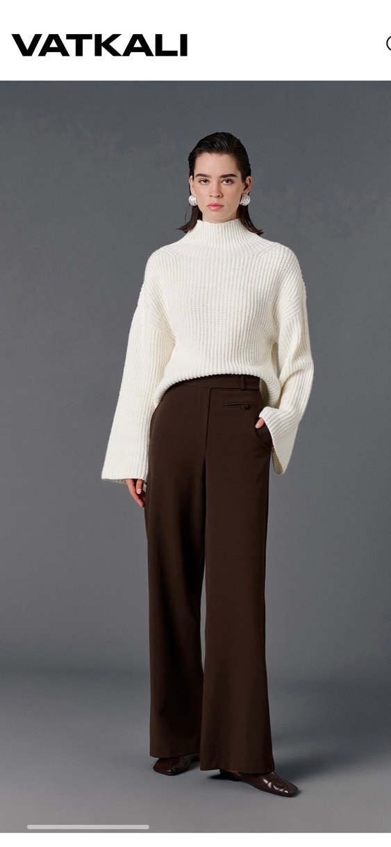 Beyaz Balıkçı Yaka Oversize Kazak - Görsel 5