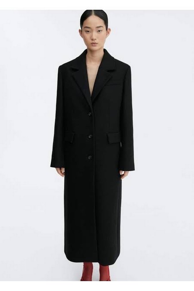 Mango Siyah Uzun Klasik Kaban - Görsel 2