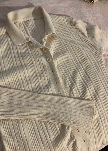 Bej Kadın Keten Triko, Uzun Kollu, Pileli - Görsel 3