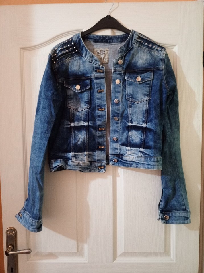 Düğmeli Mavi Kadın Denim Ceket - Görsel 2