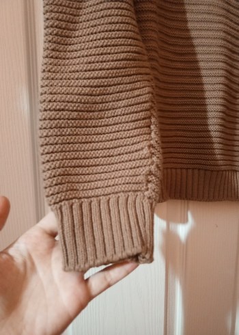 Sütlü kahverengi Triko Kadın Omuz Detaylı Kazak - Görsel 5