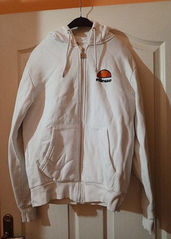 Beyaz Kapüşonlu Fermuarli sweatshirt - Görsel 5