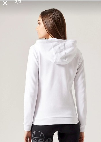 Beyaz Kapüşonlu Fermuarli sweatshirt - Görsel 3