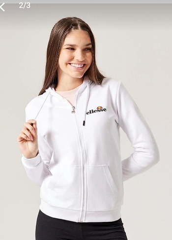 Beyaz Kapüşonlu Fermuarli sweatshirt - Görsel 2