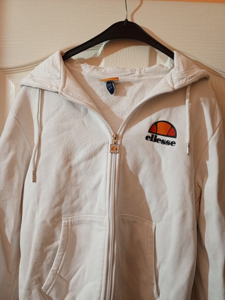 Beyaz Kapüşonlu Fermuarli sweatshirt - Görsel 4