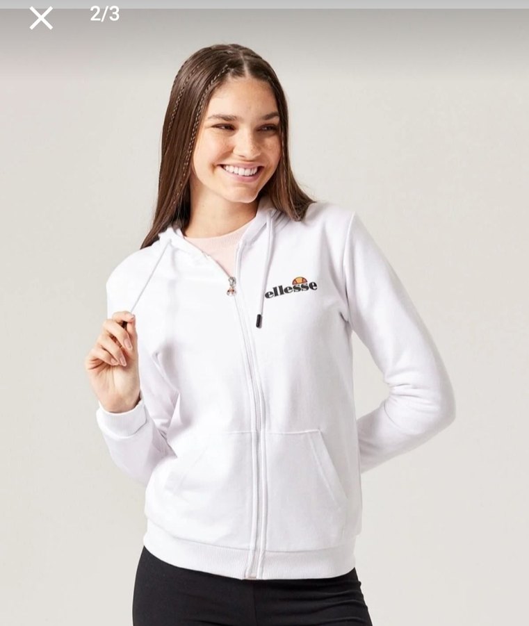 Beyaz Kapüşonlu Fermuarli sweatshirt - Görsel 2