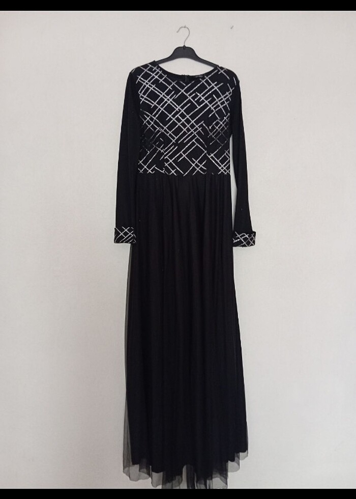 Siyah tesettür elbise - Görsel 3