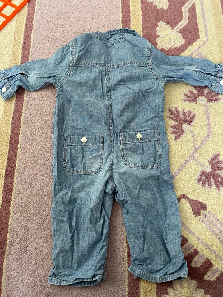 Düğmeli Uzun Kollu Erkek Kot Tulum - Görsel 2