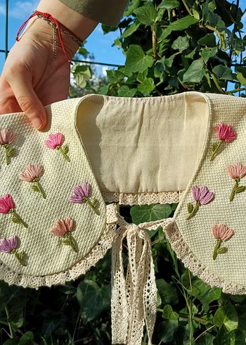 Nakışlı Beyaz Kız Bolero Dantel Detaylı