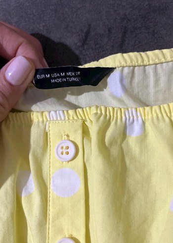 Diğer Sarı Puantiyeli Düğmeli Mini Bluz