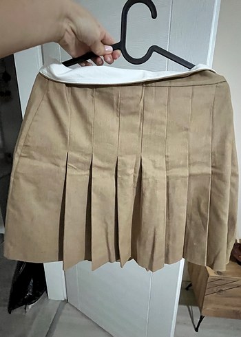 Anthropologie Düğmeli Bej Mini Etek