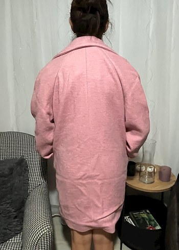 Pembe Midi Kaşe Kadın Kaban