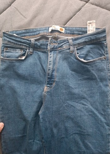 Düğmeli Mavi Kadın Denim Jean - Görsel 2