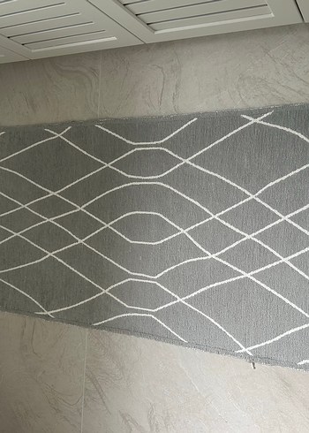 Gri Nakışlı Beyaz Modern Halı - Görsel 2