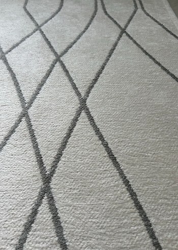 Gri Nakışlı Beyaz Modern Halı - Görsel 4