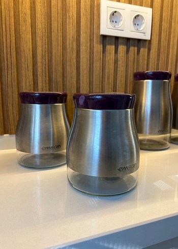 Emsan Bordo Kapaklı Gri Mutfak Saklama Kavanozları - Görsel 5