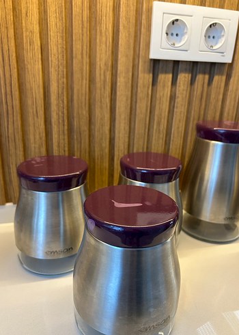 Emsan Bordo Kapaklı Gri Mutfak Saklama Kavanozları - Görsel 6